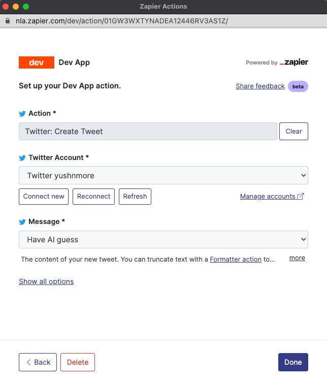 Zapier Setup Actions